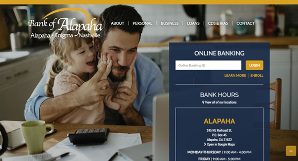 Bank of Alapaha | Well-structured, Financial, Bank Website Design and Website Development